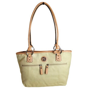 Giani Bernini Khaki Tan Canvas Shoulder Tote Hand Bag NEW with Tags